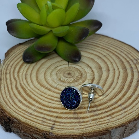 Sugar Druzy Multi Color Stainless Steel Earring Set - Picture 9 of 16